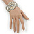 Handmade Boho Style Beaded, Shell Wristband Bracelet (White, Cream, Silver) - 16cm L/ 2cm Ext - view 2