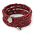 Garnet Red Acrylic Bead Multistrand Coiled Flex Bracelet Bangle - Adjustable