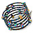 Multistrand Peacock Coloured Glass Bead Flex Bracelet - Adjustable