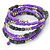Purple/ Grey Stone Bead Multistrand Coiled Flex Bracelet Bangle - Adjustable - view 4