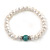 7-8mm White Freshwater Pearl with Turquoise Bead Flex Bracelet - 18cm L