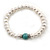 7-8mm White Freshwater Pearl with Turquoise Bead Flex Bracelet - 18cm L - view 5