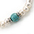 7-8mm White Freshwater Pearl with Turquoise Bead Flex Bracelet - 18cm L - view 4