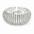 Statement 12 Row Clear Austrian Crystal Domed Bracelet with Tongue Clasp In Silver Tone - 20cm L - view 2