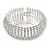 Statement 12 Row Clear Austrian Crystal Domed Bracelet with Tongue Clasp In Silver Tone - 20cm L - view 8