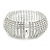 Statement 12 Row Clear Austrian Crystal Domed Bracelet with Tongue Clasp In Silver Tone - 20cm L