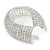 Statement 12 Row Clear Austrian Crystal Domed Bracelet with Tongue Clasp In Silver Tone - 20cm L - view 7