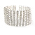 Statement 9 Row Austrian Crystal Bracelet with Tongue Clasp In Silver Tone - 18cm L - view 5
