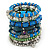 Wide Coiled Ceramic, Acrylic, Glass Bead Bracelet (Green, Blue, Teal, Clear, Silver) - Adjustable