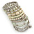 Wide Coiled Ceramic, Acrylic, Glass Bead Bracelet (White, Cream, Silver) - Adjustable - view 8