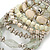 Wide Coiled Ceramic, Acrylic, Glass Bead Bracelet (White, Cream, Silver) - Adjustable - view 4