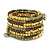 Dusty Light Green Glass, Brown & Gold Tone Acrylic Bead Coiled Flex Bracelet - Adjustable - view 6