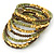Dusty Light Green Glass, Brown & Gold Tone Acrylic Bead Coiled Flex Bracelet - Adjustable - view 4