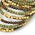 Dusty Light Green Glass, Brown & Gold Tone Acrylic Bead Coiled Flex Bracelet - Adjustable - view 2