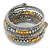 Metallic Silver Glass, Silver & Gold Tone Acrylic Bead Coiled Flex Bracelet - Adjustable - view 6