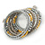Metallic Silver Glass, Silver & Gold Tone Acrylic Bead Coiled Flex Bracelet - Adjustable - view 5
