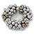 Chunky Light Grey Glass Pearl, Anthracite Coloured Crystal Bead Flex Bracelet -18cm L