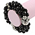 Chunky Black Ceramic, Grey Crystal Bead Flex Bracelet - up to 18cm L - view 3