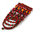 Wide Coiled Ceramic, Acrylic, Glass Bead Bracelet (Red, Coral, Orange, Brown) - Adjustable - view 7