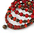 Wide Coiled Ceramic, Acrylic, Glass Bead Bracelet (Red, Coral, Orange, Brown) - Adjustable - view 3