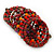 Wide Coiled Ceramic, Acrylic, Glass Bead Bracelet (Red, Coral, Orange, Brown) - Adjustable - view 9