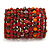 Wide Coiled Ceramic, Acrylic, Glass Bead Bracelet (Red, Coral, Orange, Brown) - Adjustable - view 6