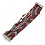 Hematite/ Silver/ Dark Red Glass Bead, Silk Cord Handmade Magnetic Bracelet - 18cm L