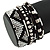 Silver/ Black/ White Glass Bead, Silk Cord Handmade Magnetic Bracelet - 18cm L - view 4