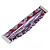 Silver/ Purple/ Pink/ Fuchsia Glass Bead, Silk Cord Handmade Magnetic Bracelet - 18cm L
