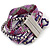 Silver/ Purple/ Pink/ Fuchsia Glass Bead, Silk Cord Handmade Magnetic Bracelet - 18cm L - view 7