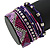 Silver/ Purple/ Pink/ Fuchsia Glass Bead, Silk Cord Handmade Magnetic Bracelet - 18cm L - view 4