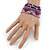 Silver/ Purple/ Pink/ Fuchsia Glass Bead, Silk Cord Handmade Magnetic Bracelet - 18cm L - view 2