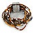 Silver/ Bronze/ Peacock/ Brown Glass Bead, Silk Cord Handmade Magnetic Bracelet - 18cm L - view 3