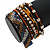 Silver/ Bronze/ Peacock/ Brown Glass Bead, Silk Cord Handmade Magnetic Bracelet - 18cm L - view 6