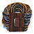 Bronze/ Light Blue/ Purple/ Peacock Glass Bead Multistrand Flex Bracelet With Wooden Closure - 19cm L - view 3