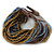 Bronze/ Light Blue/ Purple/ Peacock Glass Bead Multistrand Flex Bracelet With Wooden Closure - 19cm L - view 10