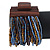 Bronze/ Light Blue/ Purple/ Peacock Glass Bead Multistrand Flex Bracelet With Wooden Closure - 19cm L - view 11