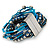 Silver/ Black/ Teal/ Light Blue Glass Bead, Silk Cord Handmade Magnetic Bracelet - 18cm L - view 7