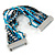 Silver/ Black/ Teal/ Light Blue Glass Bead, Silk Cord Handmade Magnetic Bracelet - 18cm L - view 6