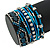 Silver/ Black/ Teal/ Light Blue Glass Bead, Silk Cord Handmade Magnetic Bracelet - 18cm L - view 4