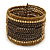 Boho Brown/ Metallic Bronze/ Gold Glass & Acrylic Bead Cuff Bracelet - Adjustable (To All Sizes) - view 7