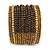 Boho Brown/ Metallic Bronze/ Gold Glass & Acrylic Bead Cuff Bracelet - Adjustable (To All Sizes) - view 6