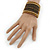 Boho Brown/ Metallic Bronze/ Gold Glass & Acrylic Bead Cuff Bracelet - Adjustable (To All Sizes) - view 2
