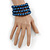 Dark Blue Glass Bead Coiled Flex Bracelet - Adjustable - view 2