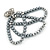 3 Strand Grey Glass Pearl, Metallic Silver Crystal Bead with Puffed Heart Charm Flex Bracelet - 20cm L - view 4