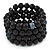 Jet Black Glass Bead Coiled Flex Bracelet - Adjustable