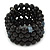 Jet Black Glass Bead Coiled Flex Bracelet - Adjustable - view 6
