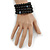 Jet Black Glass Bead Coiled Flex Bracelet - Adjustable - view 2