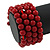 Red Acrylic Bead Coiled Flex Bracelet - Adjustable - view 4