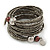 Multistrand Metallic Grey Glass Bead Wrap Flex Bracelet - 19cm L - view 6